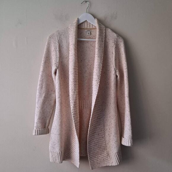 L.L. Bean Oatmeal Color Speckled Chunky Longline Open Cardigan Collar - Size XS - Picture 7 of 13
